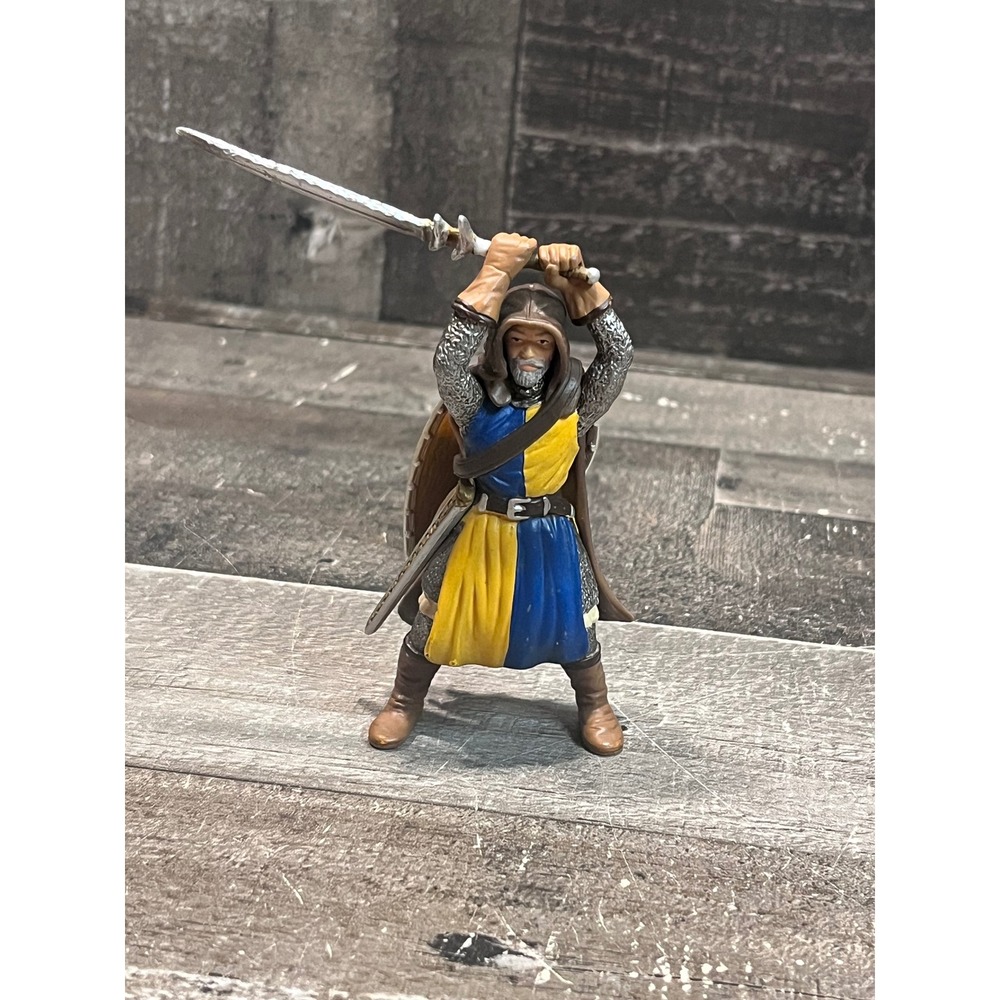Schleich Medieval Knight Figure Blue Yellow Lion Shield Sword Action Figure